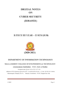 Image of e-Book Digital Notes on Cyber Security